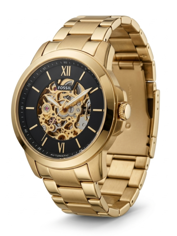 fossil townsman automatic men's watch – gold skeleton dial