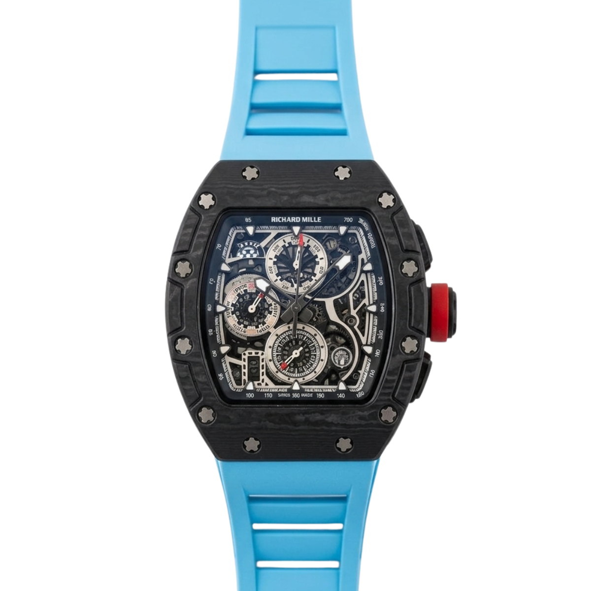 richard mille rm 11 03 flyback chronograph – black ntpt carbon & blue rubber strap