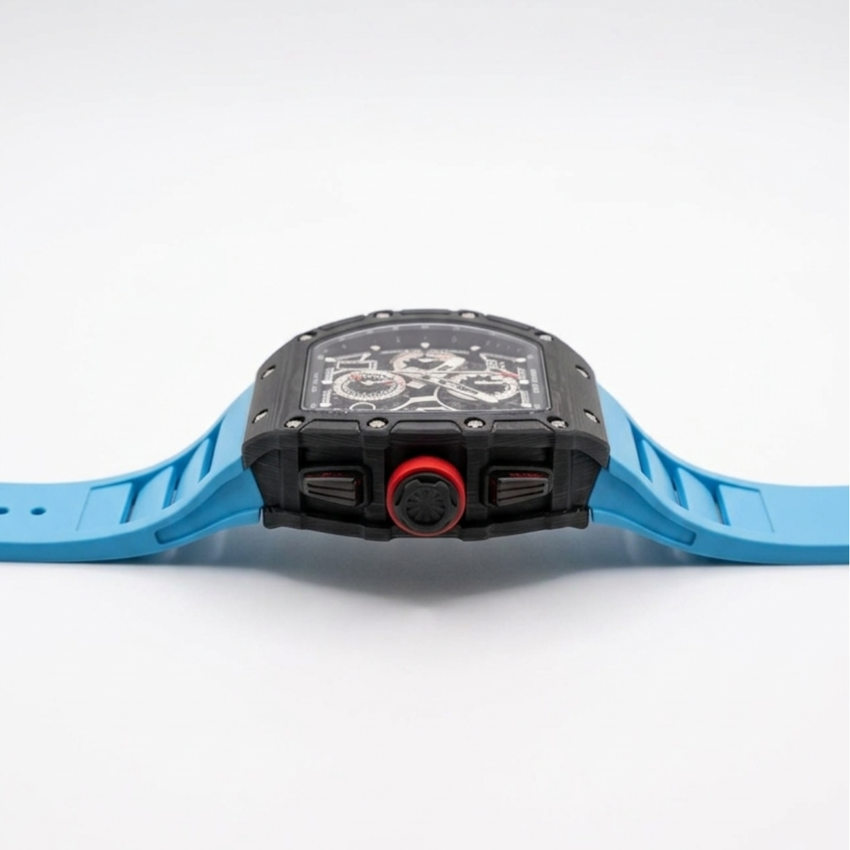 richard mille rm 11 03 flyback chronograph – black ntpt carbon & blue rubber strap
