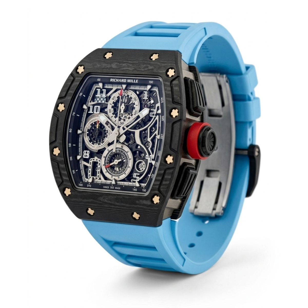 richard mille rm 11 03 flyback chronograph – black ntpt carbon & blue rubber strap