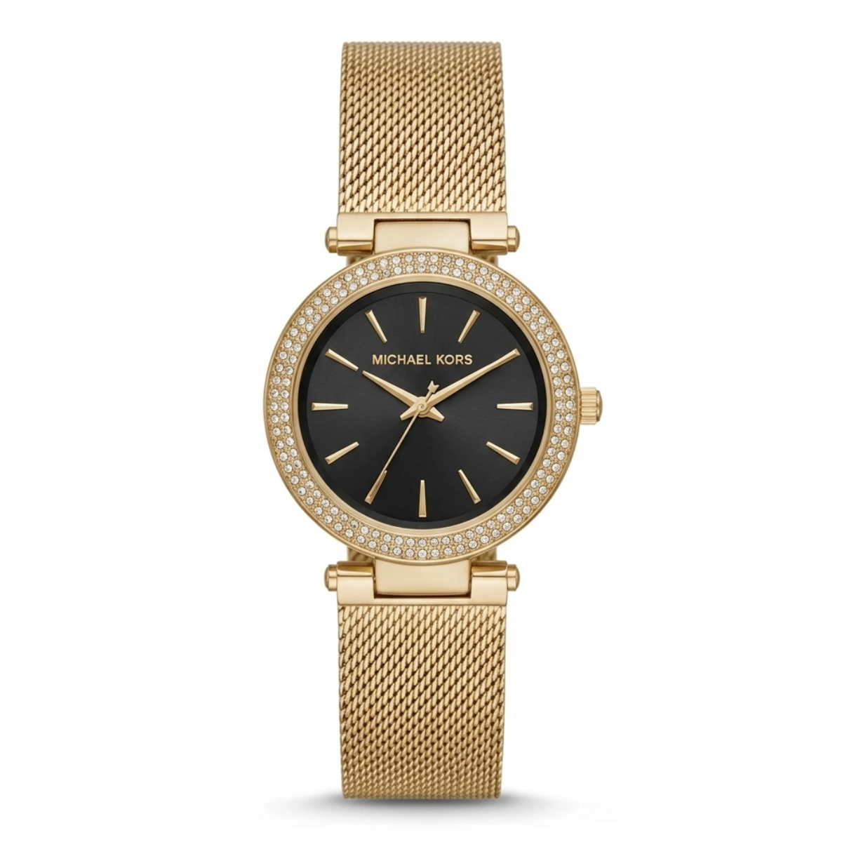 michael kors darci women's watch – green dial with crystal bezel & gold mesh strap