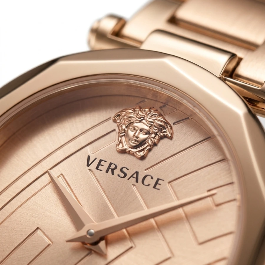 versace virtus women's watch – rose gold greca dial & bracelet