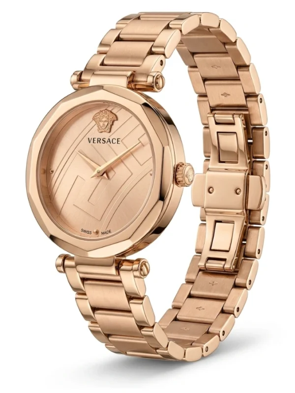 versace virtus women's watch – rose gold greca dial & bracelet