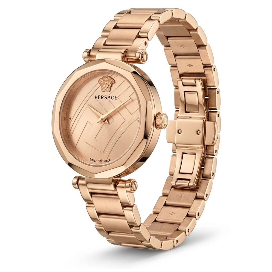 versace virtus women's watch – rose gold greca dial & bracelet