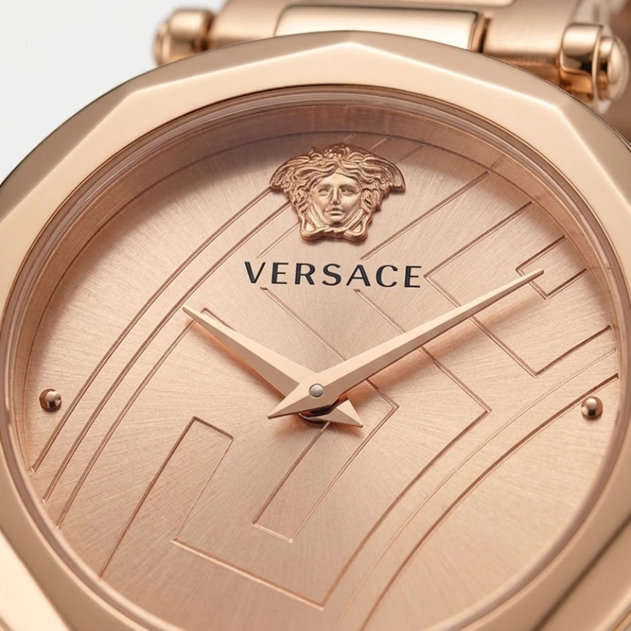 versace virtus women's watch – rose gold greca dial & bracelet