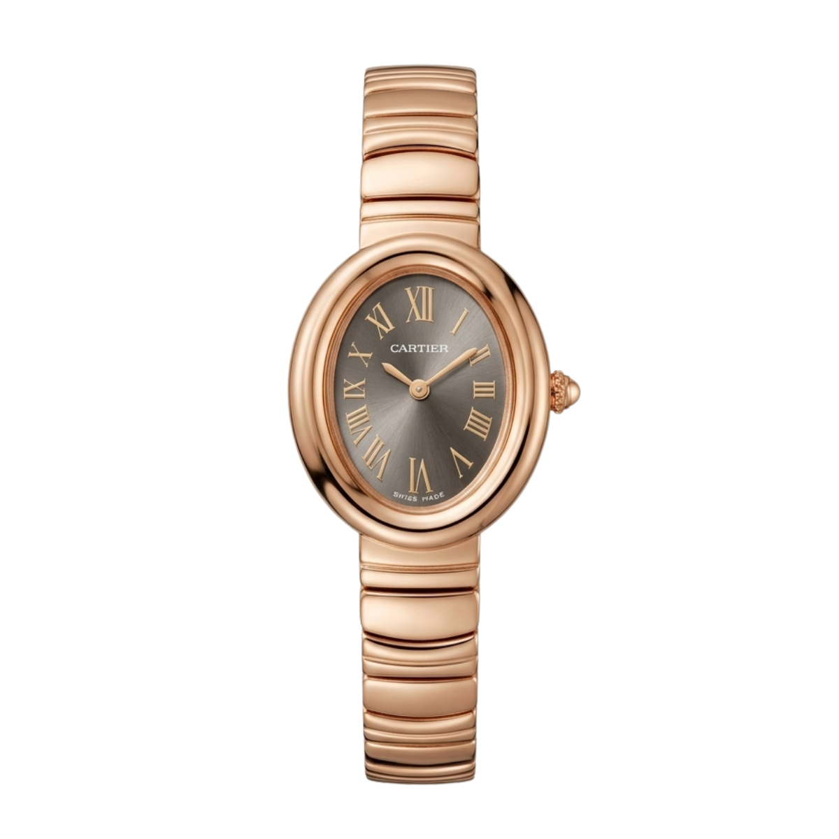 cartier baignoire women's watch – rose gold oval case & dark dial