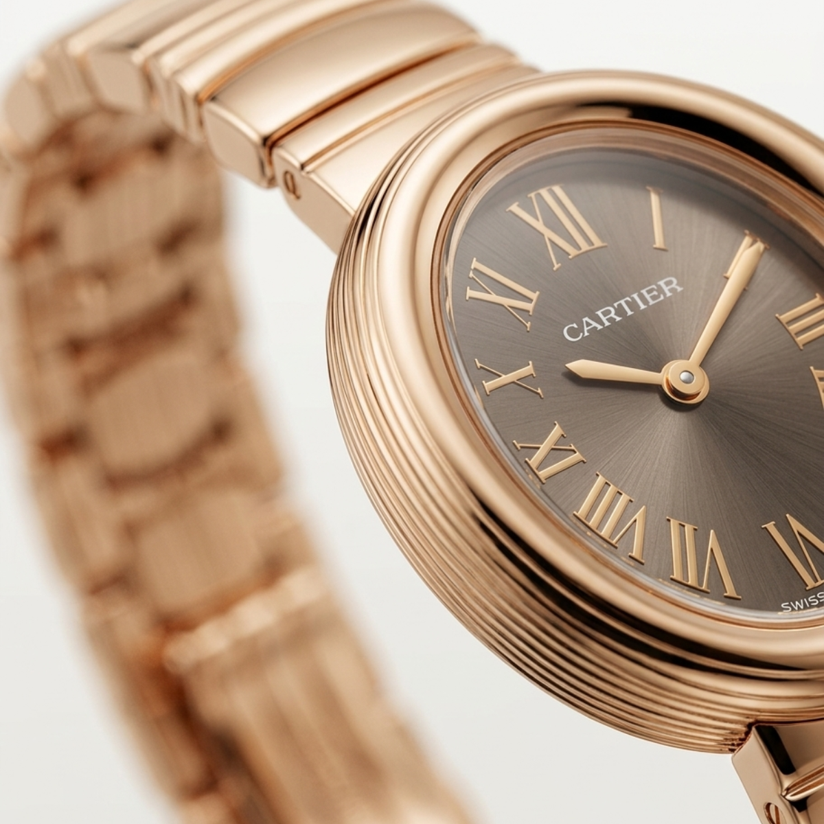 cartier baignoire women's watch – rose gold oval case & dark dial