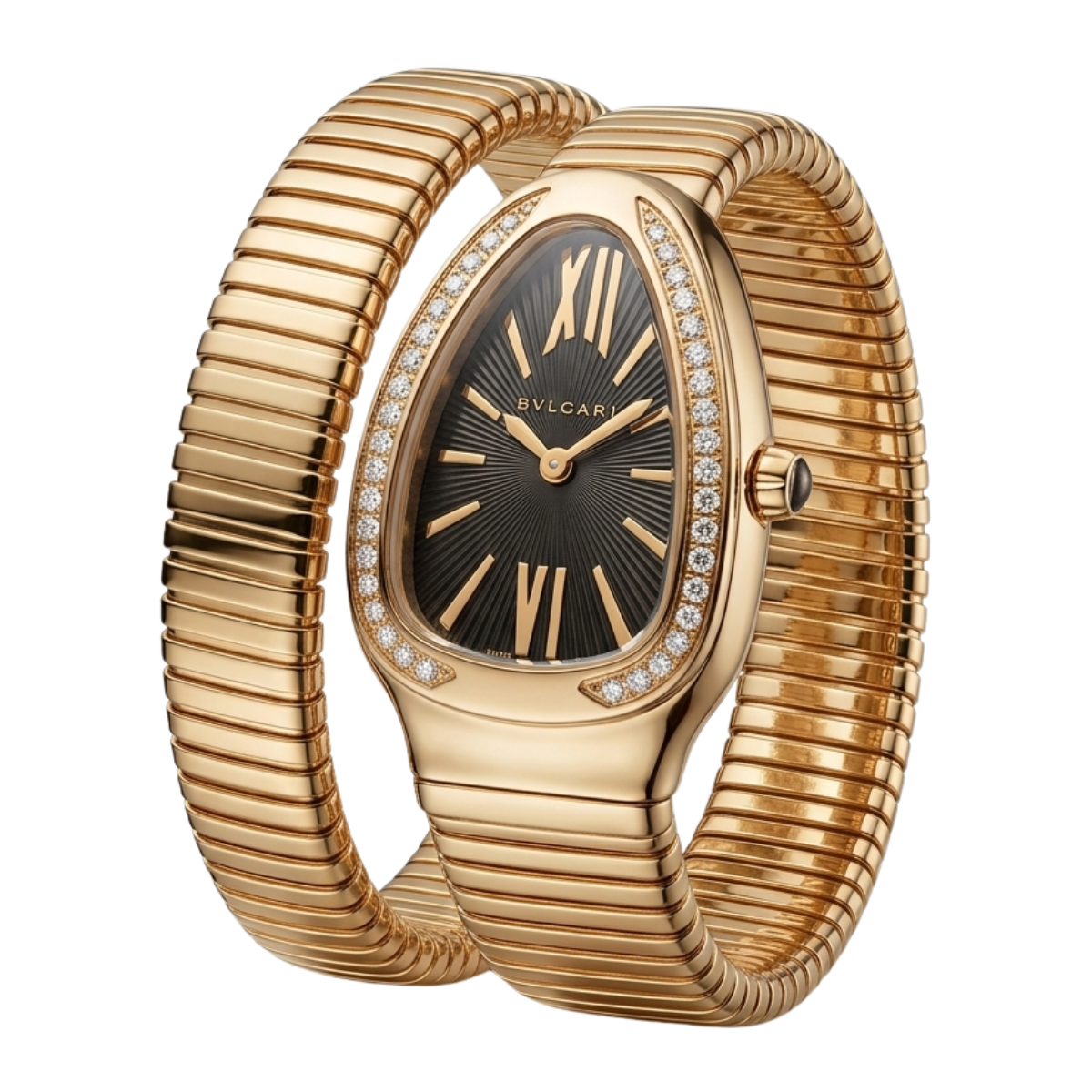 bvlgari serpenti tubogas women's watch – yellow gold with diamond bezel