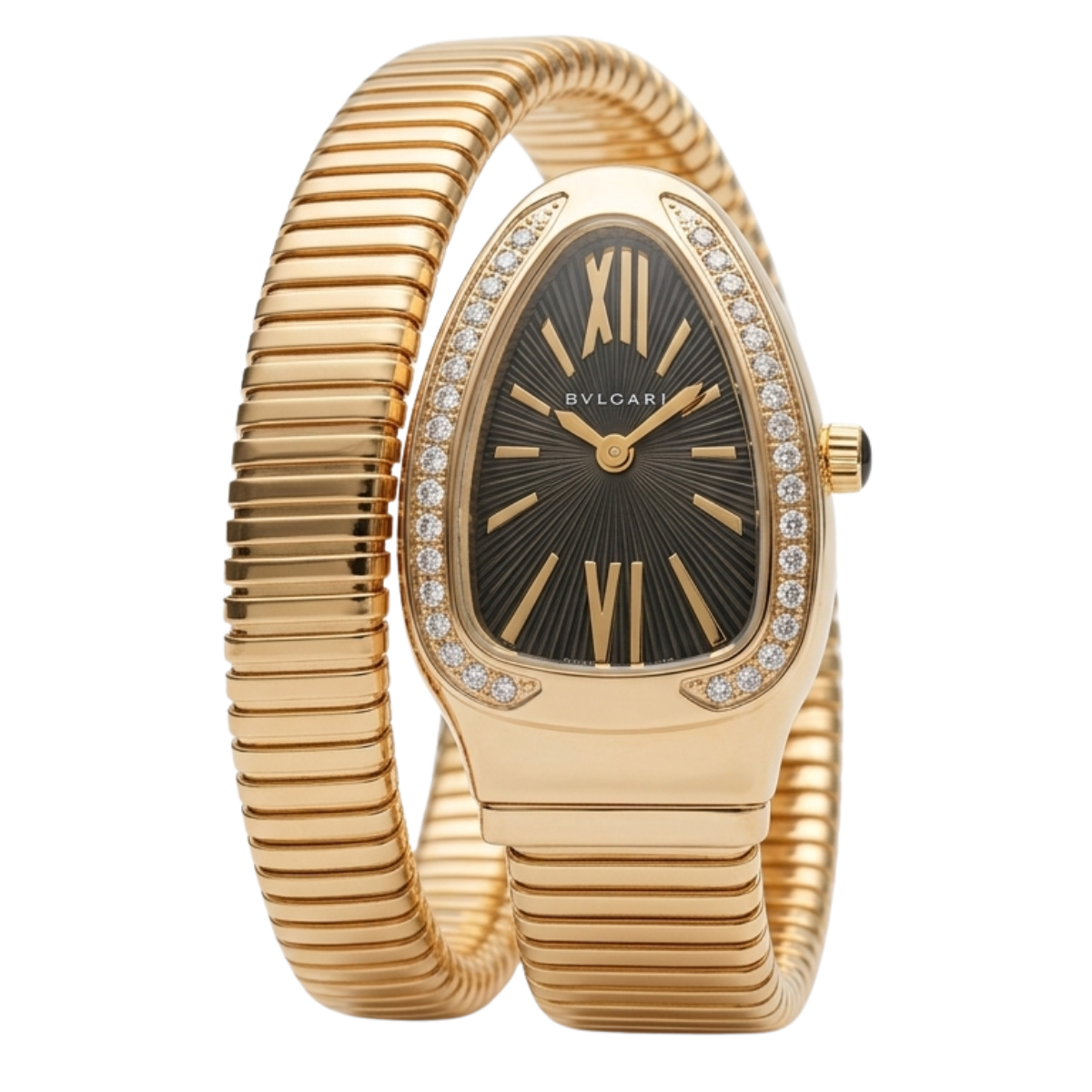 bvlgari serpenti tubogas women's watch – yellow gold with diamond bezel