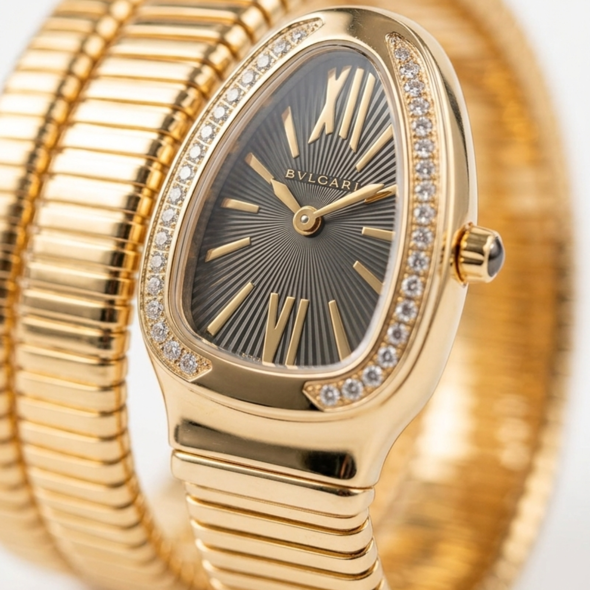 bvlgari serpenti tubogas women's watch – yellow gold with diamond bezel
